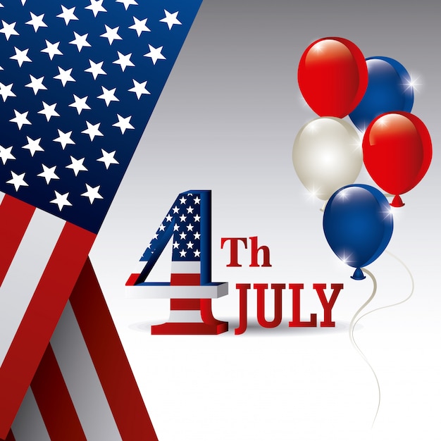 Happy Independence Day greeting card, 4th July, USA design