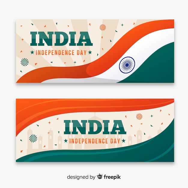 Free vector happy india independence day banners