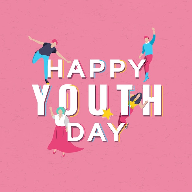 Free vector happy international youth day background vector