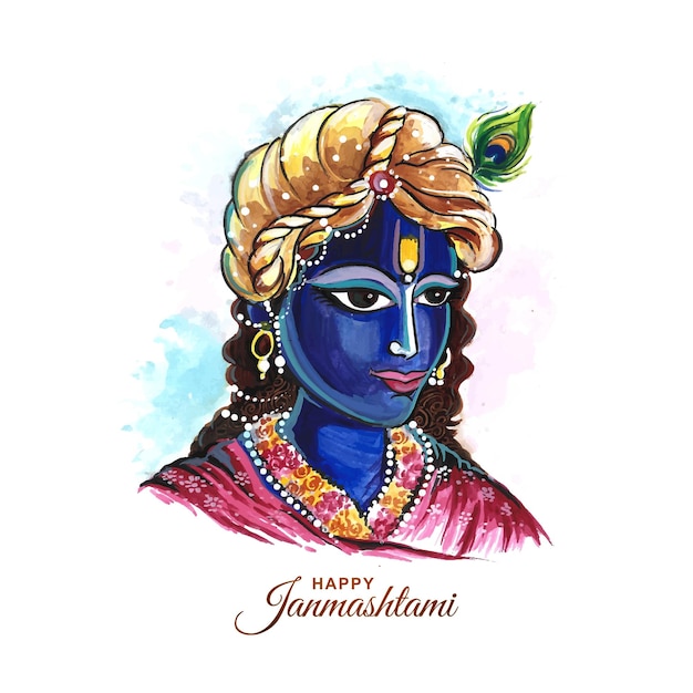 Happy janmashtami festival of india lord krishna beautiful card background