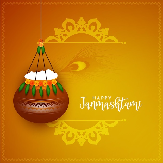 Happy janmashtami festival stylish greeting card design