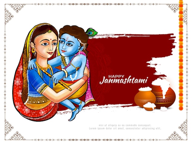 Happy janmashtami Hindu Indian festival greeting background vector