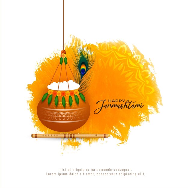 Happy janmashtami Hindu traditional festival background design