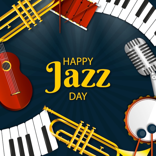 Free Vector happy jazz day realistic design