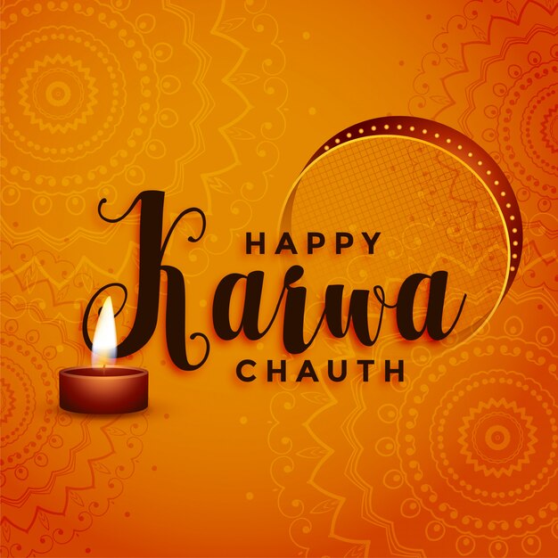 Happy karwa chauth festival greeting decorative background