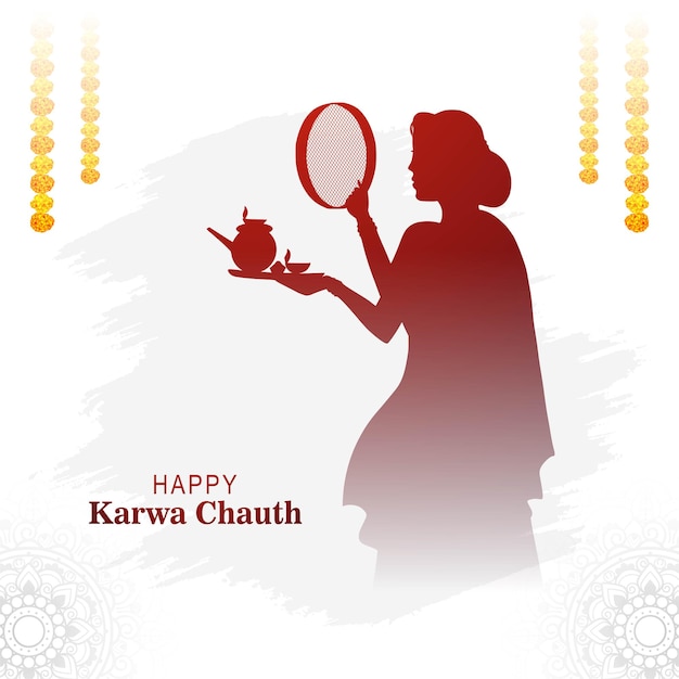 Free Vector happy karwa chauth indian festival card background