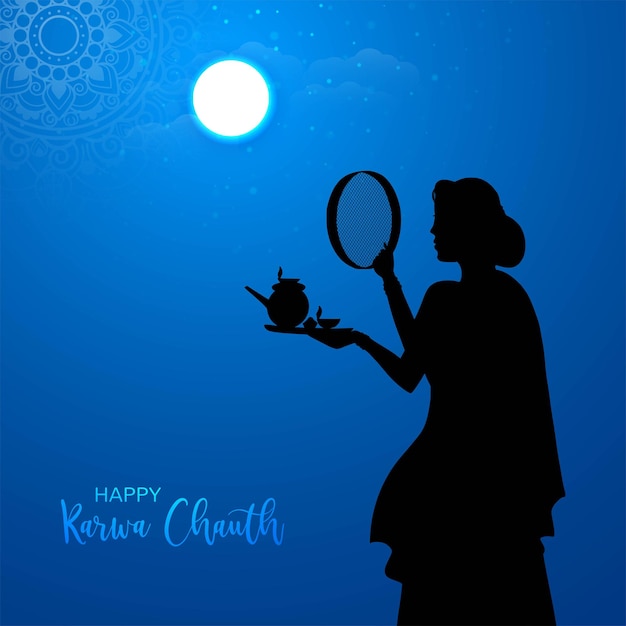 Free Vector happy karwa chauth indian festival card background