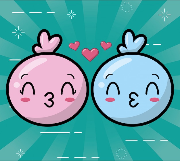 Free Vector happy kawaii emojis blue and pink