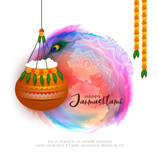 Happy Krishna janmashtami traditional festival background design