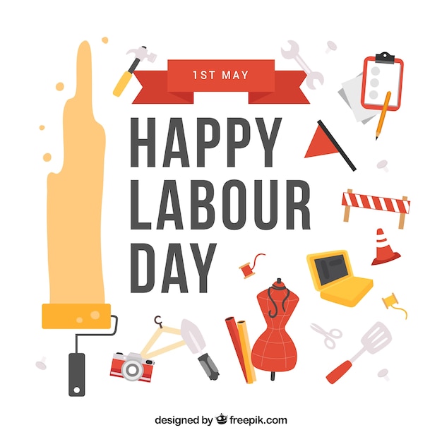 Free Vector happy labor day flat design background