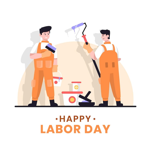 Free vector happy labor day with workers