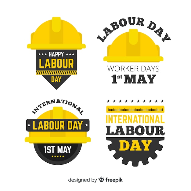 Free Vector happy labour day badge collection