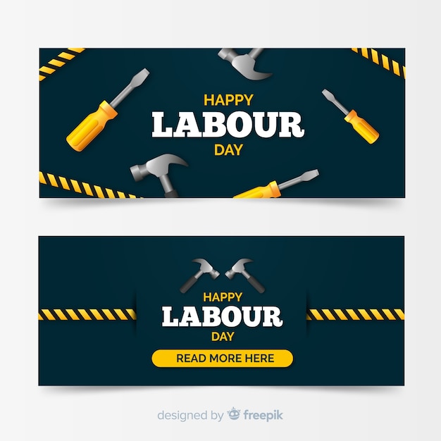 Free Vector happy labour day banner for web and social media