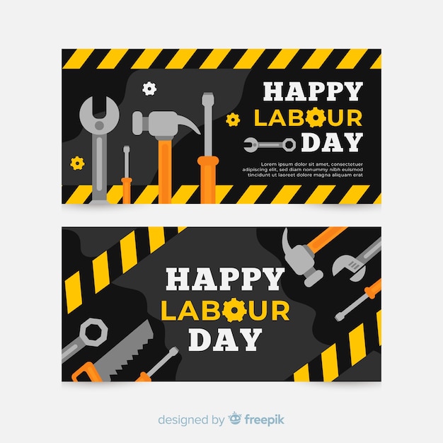 Happy labour day flat banner for web and social media