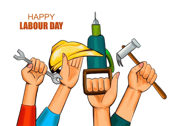 Free Vector happy labour day poster card design