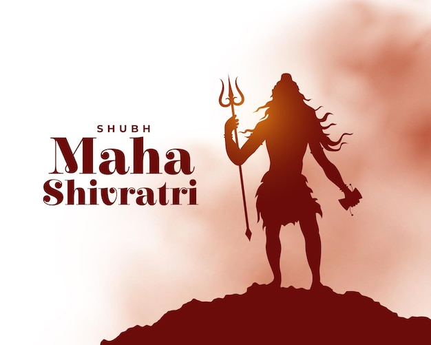 Free vector happy maha shivratri greeting card with lord shiva silhouette