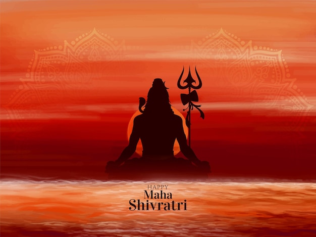 Free Vector happy maha shivratri indian festival elegant greeting card background