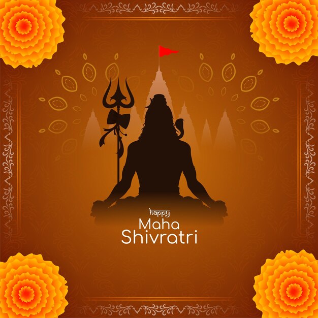 Happy Maha Shivratri lord Shiva worship religious festival card