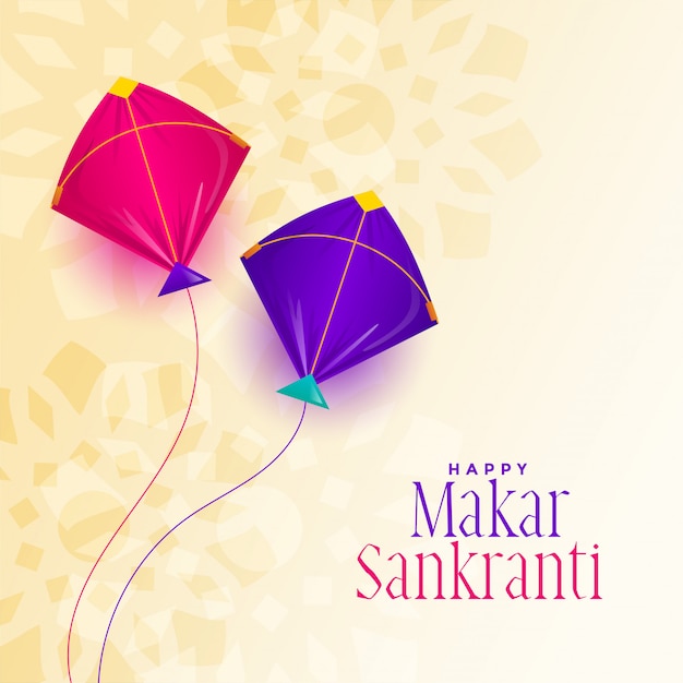 Happy Makar sankranti festival with two kite