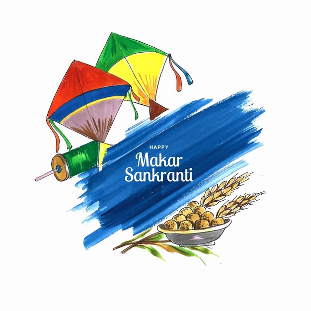 Happy Makar Sankranti with colorful kite for festival background