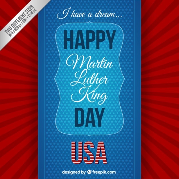 Free Vector happy martin luther king day background in red and blue color