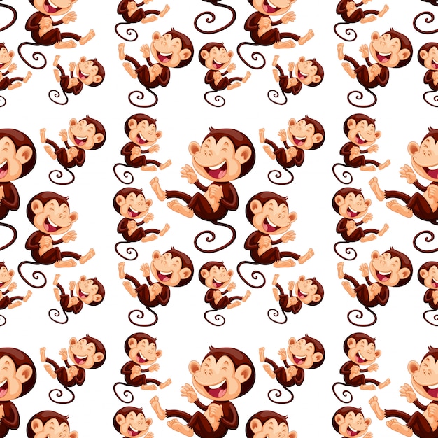 Free Vector happy monkey seamless pattern