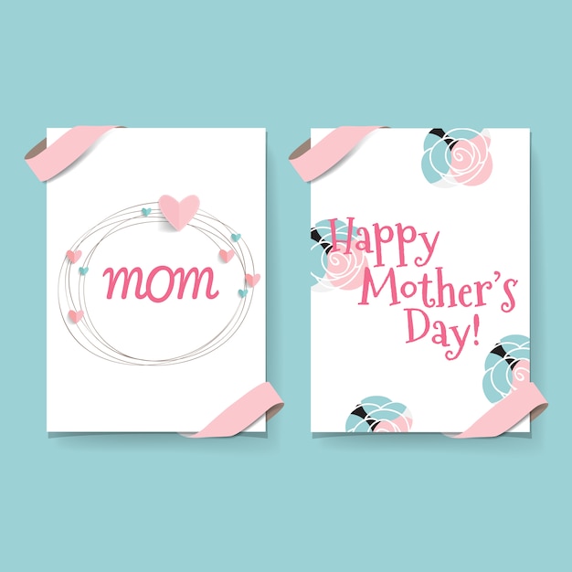 Free Vector happy mother's day card with flowers