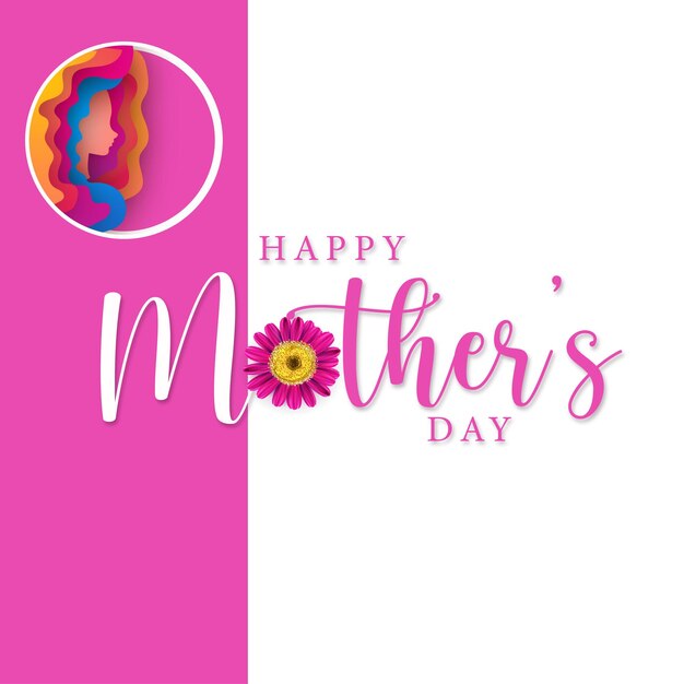 Happy Mother's Day Greetings Pink White Background Social Media Design Banner Free Vector