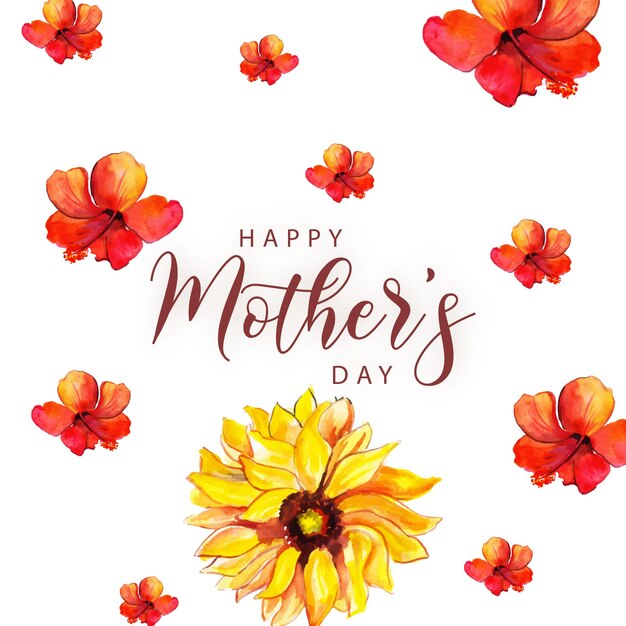 Happy Mother's Day Greetings Red Yellow Background Social Media Design Banner Free Vector