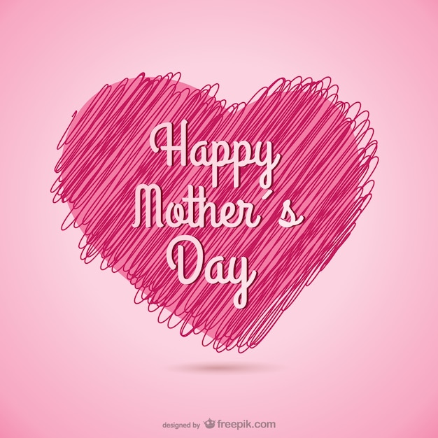 Free Vector happy mother's day sketchy heart card