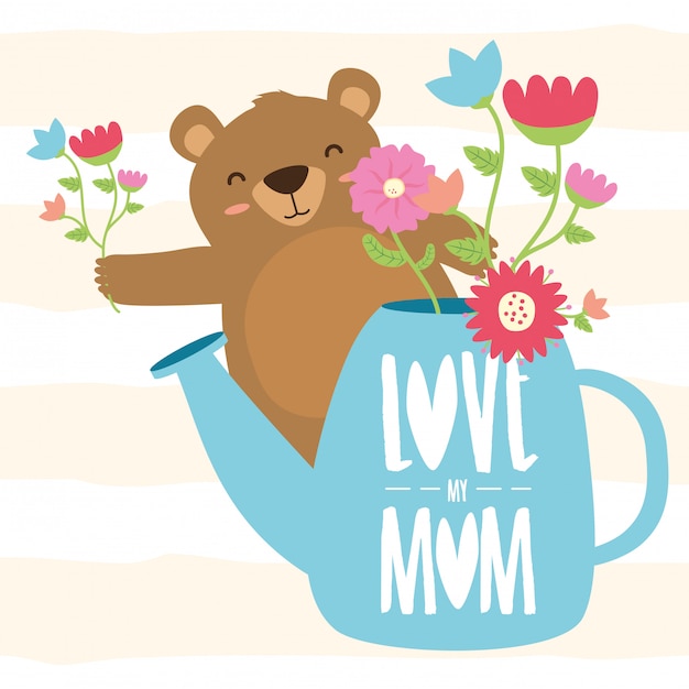 Happy mothers day bear mom illustration 