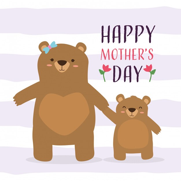 Happy mothers day cute bears decoration from mothers day illustration 