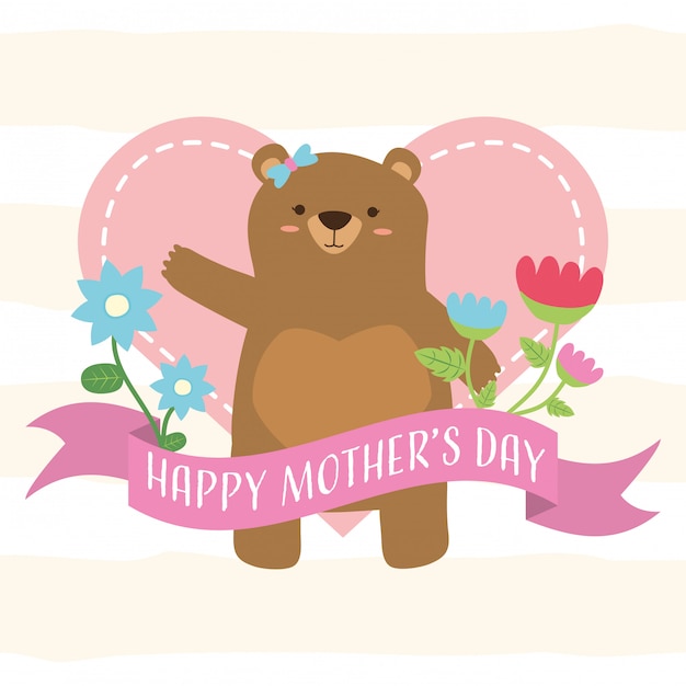 Happy mothers day cute bears mom mothers day decoration illustration 