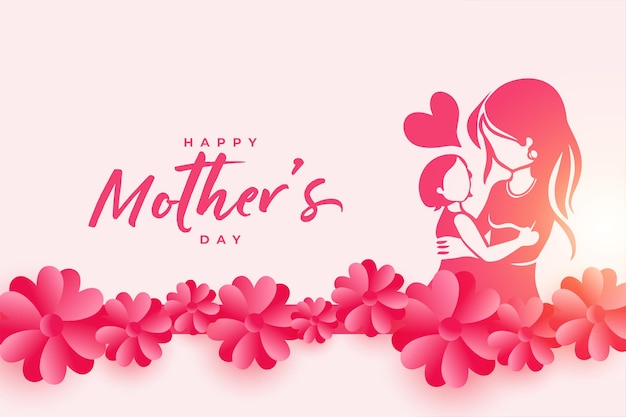 Happy mothers day event poster with mother and child