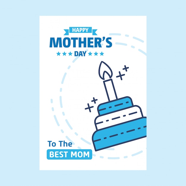 Happy Mothers Day lettering Blue Background