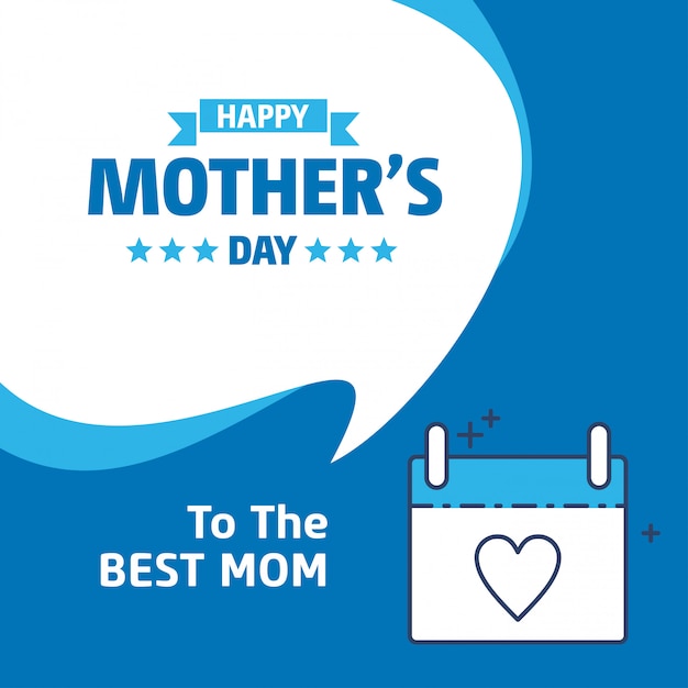 Happy Mothers Day lettering Blue Background