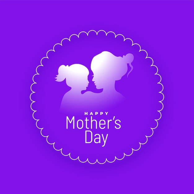 Free vector happy mothers day purple background with women and child design