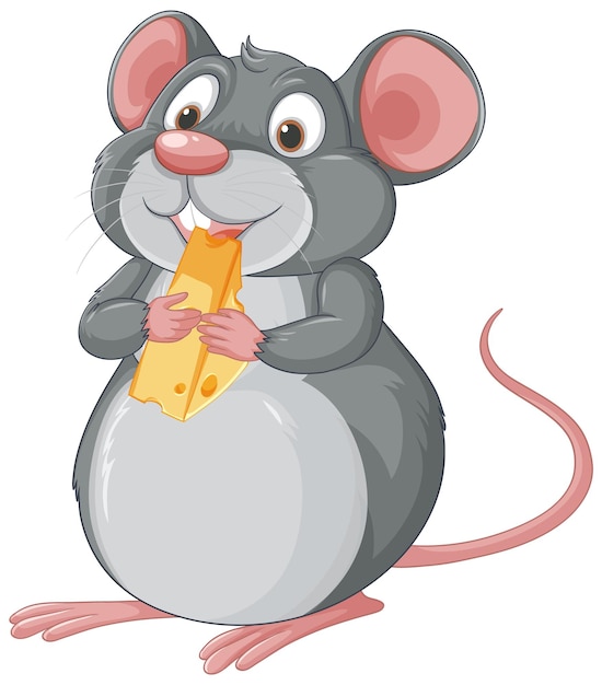 Free Vector happy mouse eating cheese