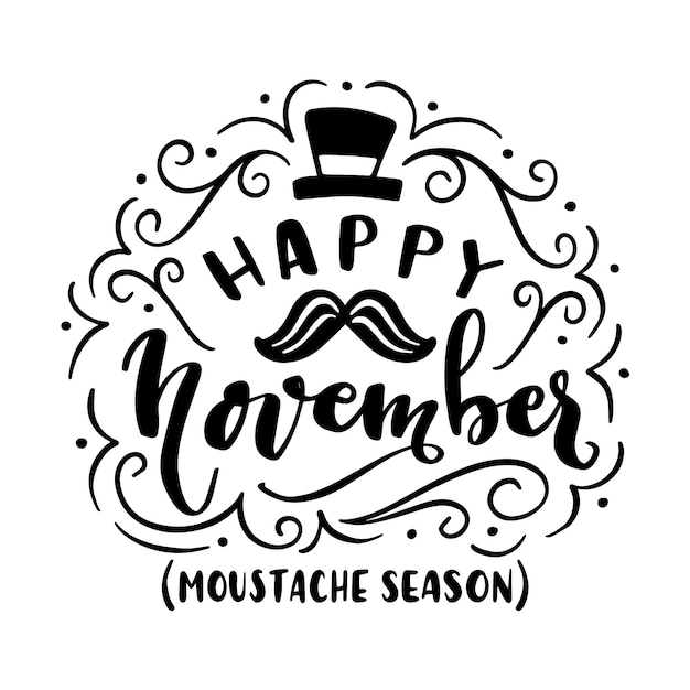 Happy movember moustache lettering