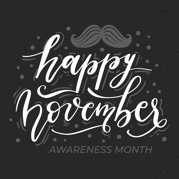 Free Vector happy movember moustache lettering