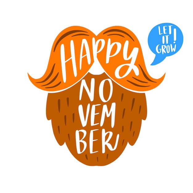 Free Vector happy movember with lettering design