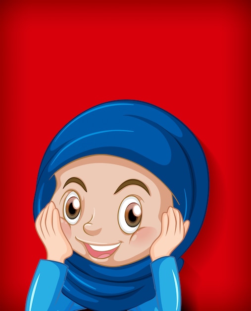 Happy muslim girl cartoon character