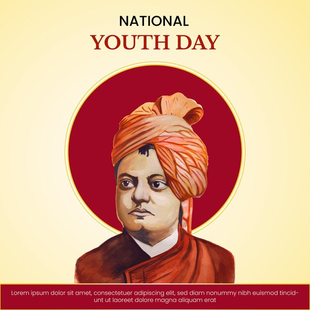 Happy National Youth Day Orange Beige Yellow Background Social Media Design Banner Free Vector