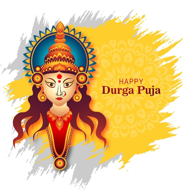 Happy navratri celebration on durga puja beautiful face card background