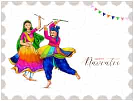 Free vector happy navratri dandiya garba night indian festival background