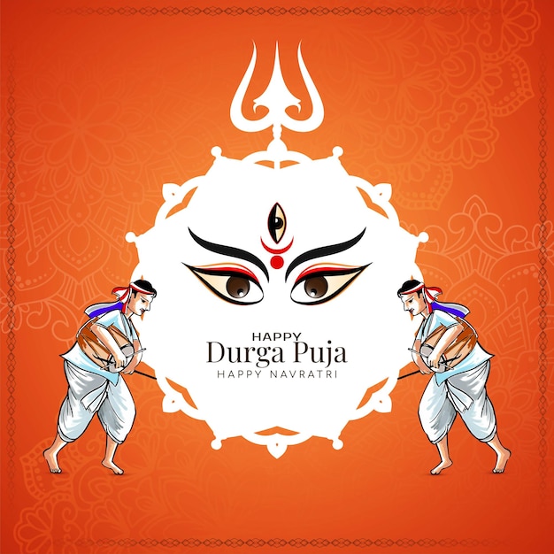 Free vector happy navratri and durga puja festival celebration card design