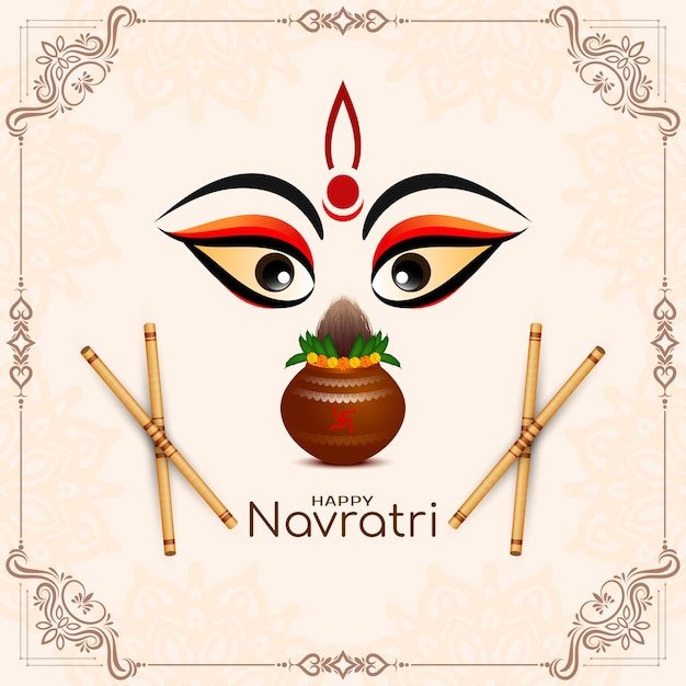 Free vector happy navratri and durga puja traditional festival greeting card