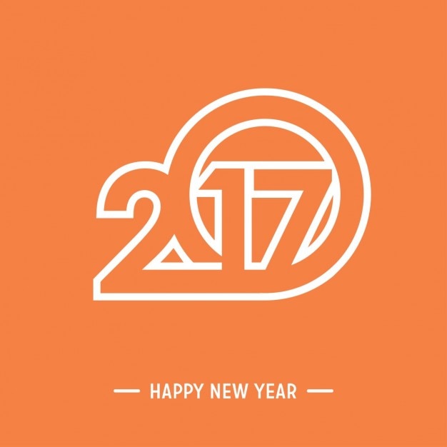 Free Vector happy new year 2017 orange background