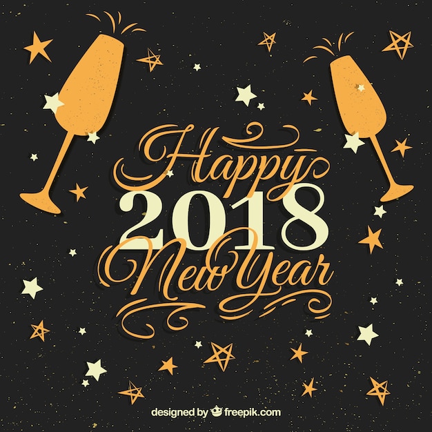 Happy new year 2018 in nice cursive