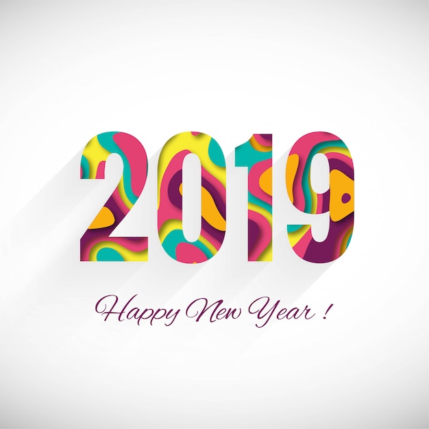 Free Vector happy new year 2019 card celebration colorful background